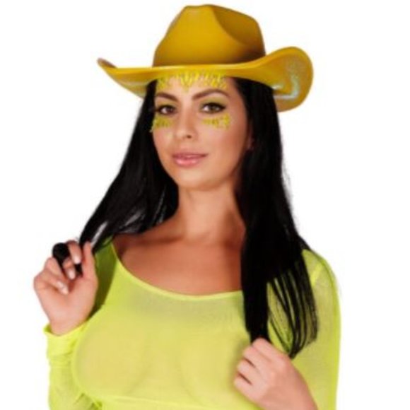 Womens Yellow Genuine Western Style Cowboy Rave Festival Party Hat main image 6